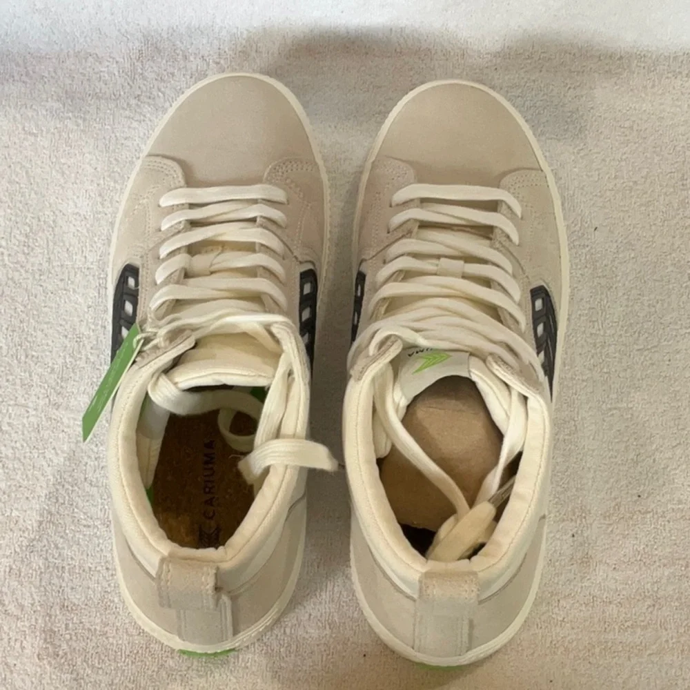 NEW CARIUMA Catiba Pro High Skate Shoe – Off‑White Canvas, Vintage White Suede-8